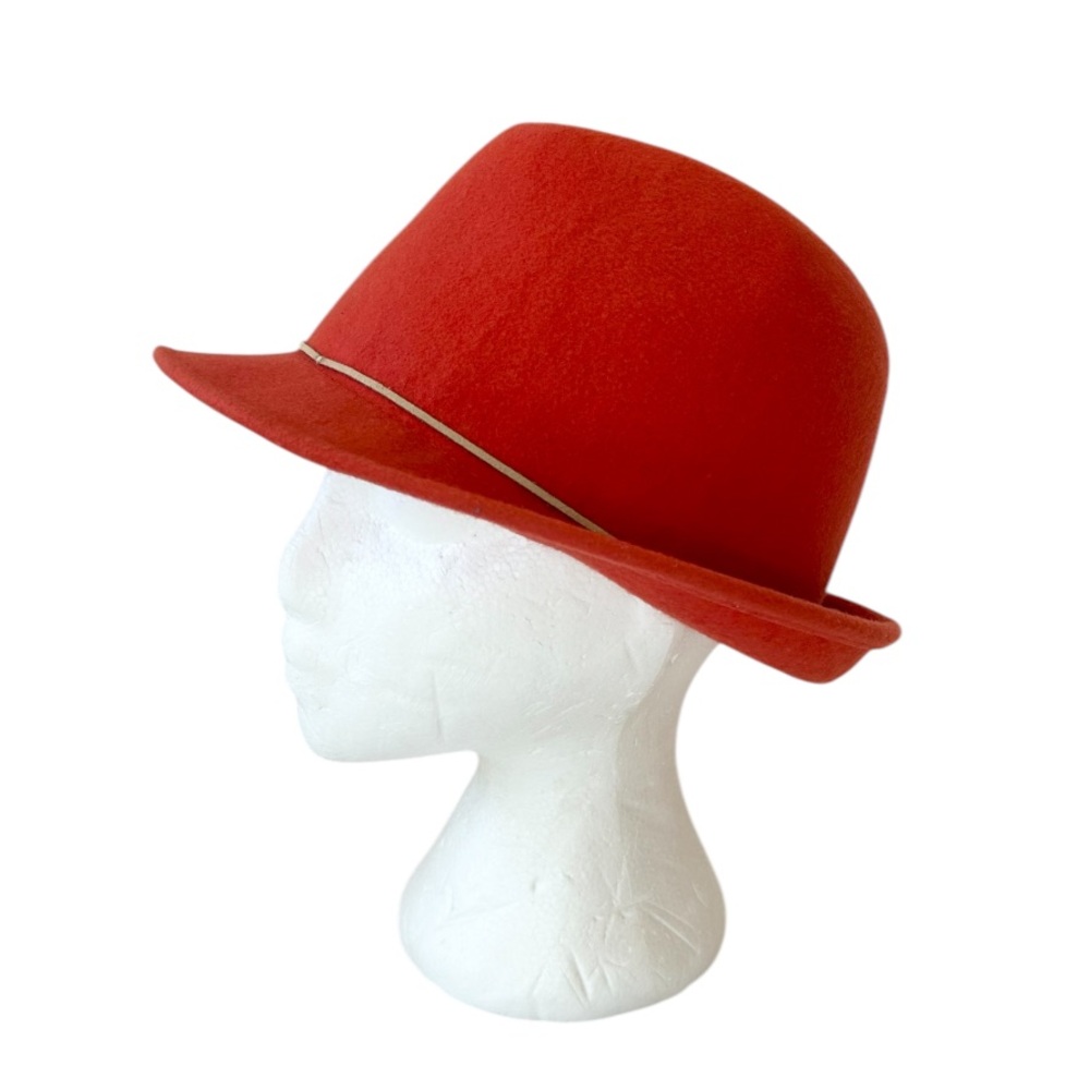 Indigo Red Orange Fedora 100% wool